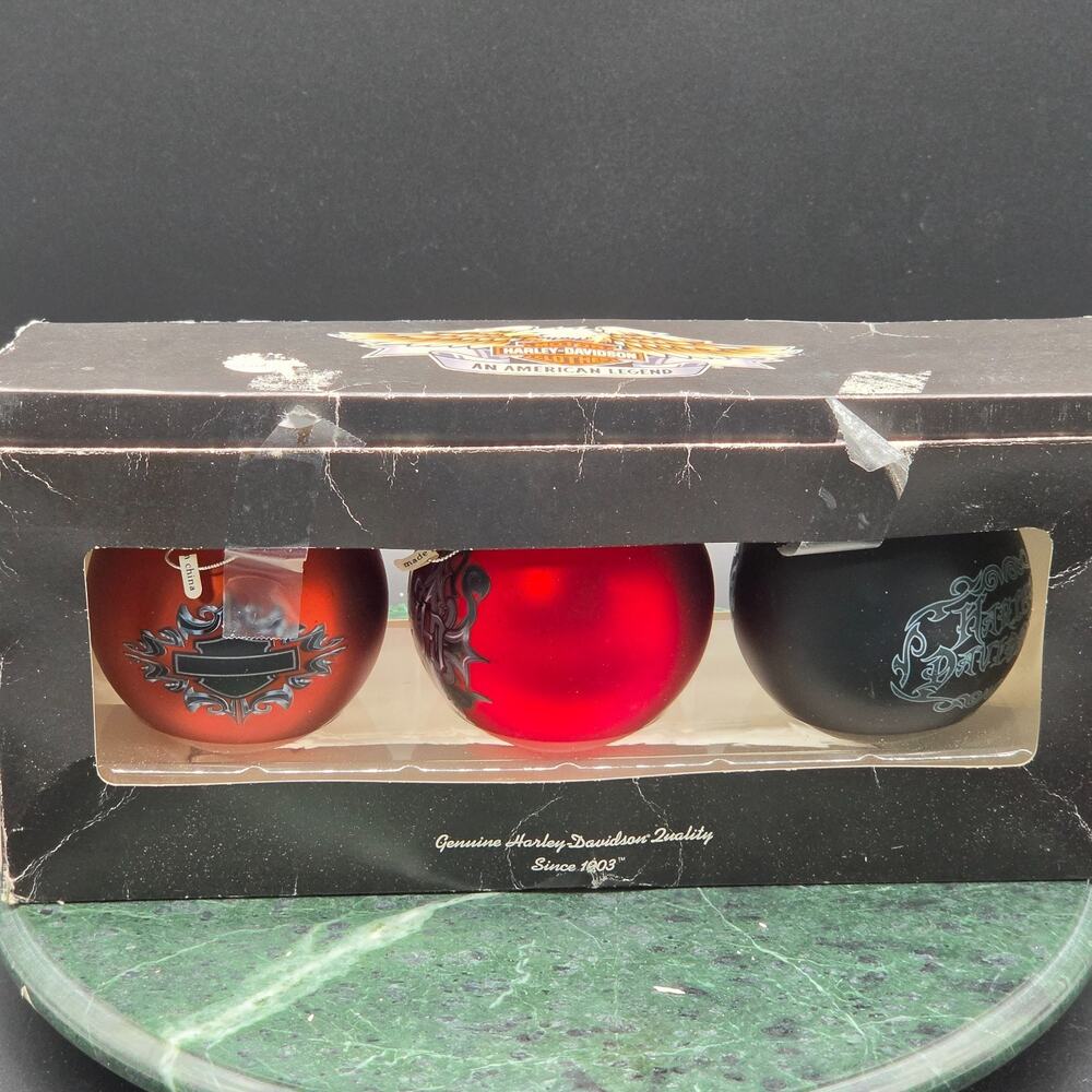 2009 Harley Davidson 3-Pack Ball Glass Holiday Ornament